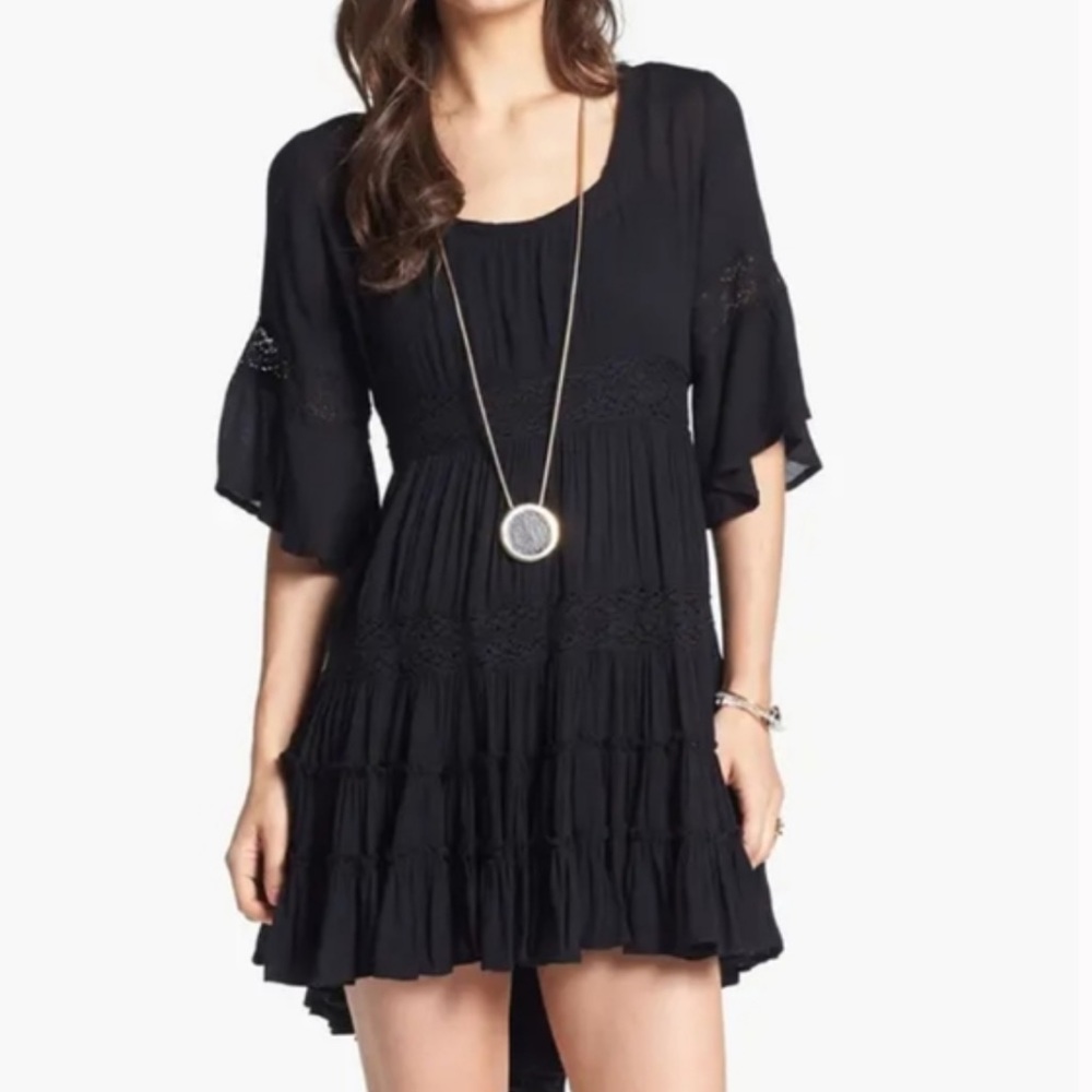 Free People Dream Cloud Lace Tiered Tunic Dress Medium